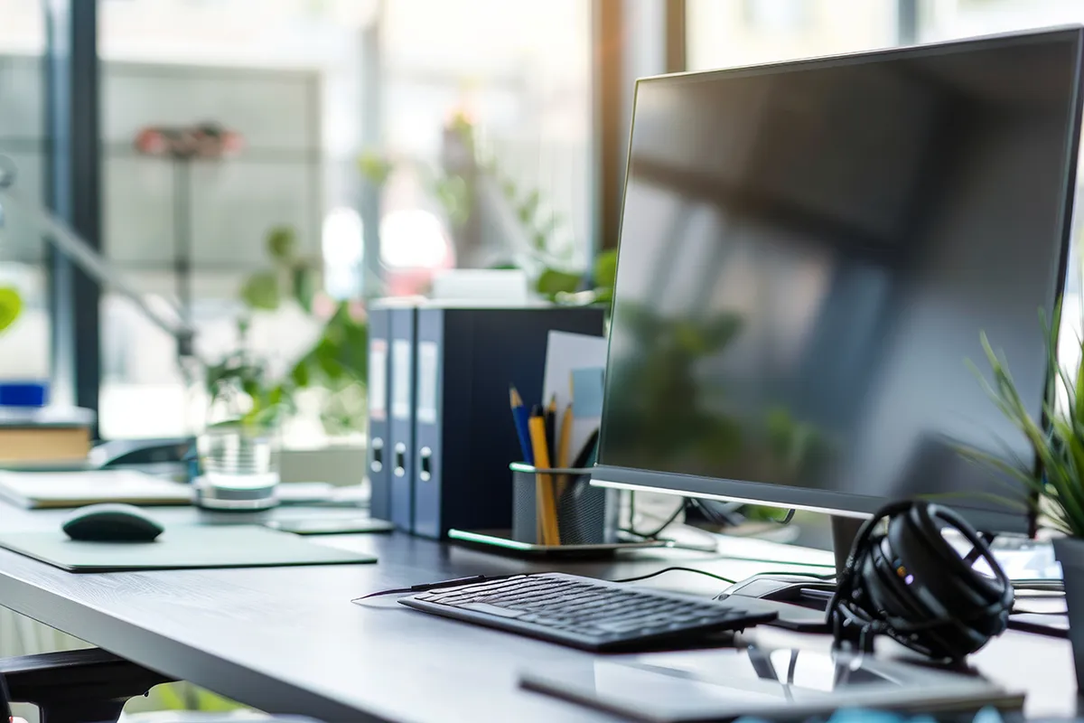 professional office setup featuring generous copy space Kopie